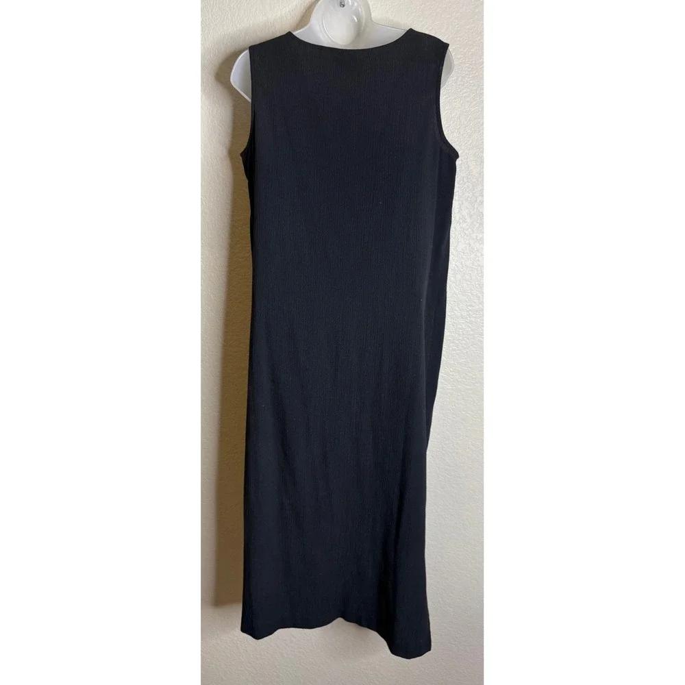 Teddi Womens M Petite Maxi Dress Black Sunflower Embroidered‎ Sleeveless Cottage